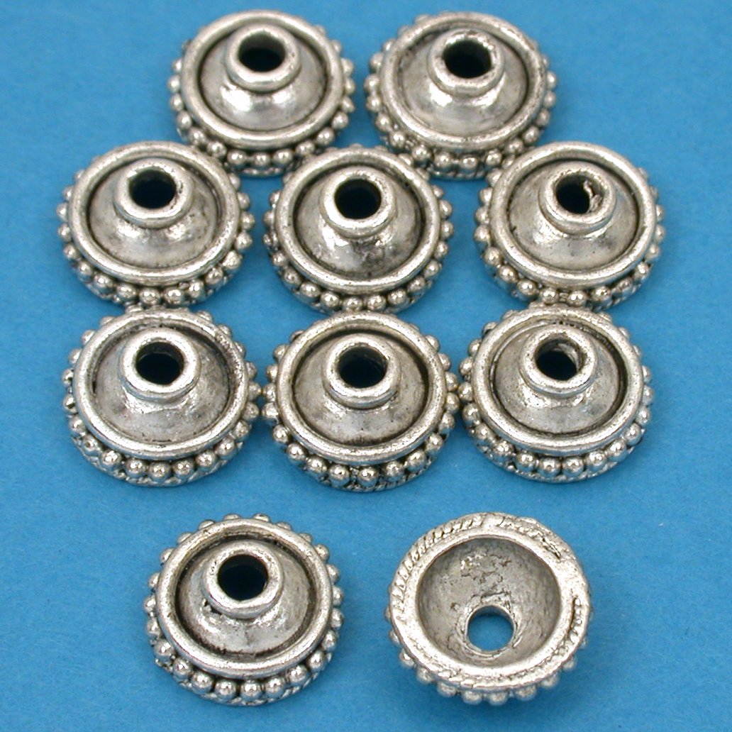 Bali Dot Bead Caps Antique Silver Plated 16 Grams 10Pcs Approx.