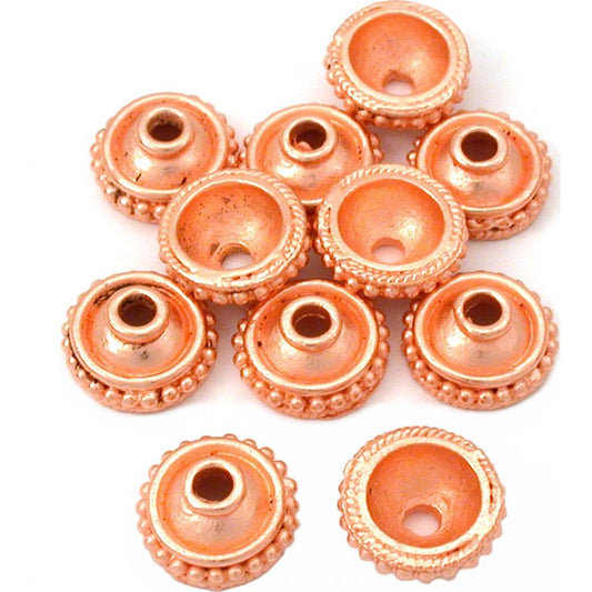 Bali Dot Bead Caps Copper Plated 13mm 17 Grams 10Pcs Approx.