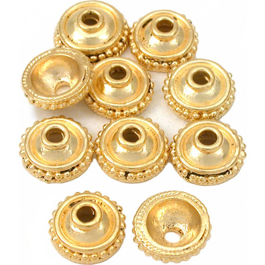 Bali Dot Bead Caps Gold Plated 13mm 17 Grams 10Pcs Approx.