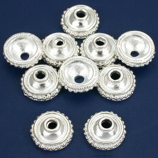 Bali Dot Bead Caps Silver Plated 13mm 16 Grams 10Pcs Approx.