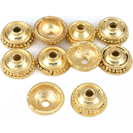 Bali Dot Bead Caps Gold Plated 14mm 18 Grams 10Pcs Approx.