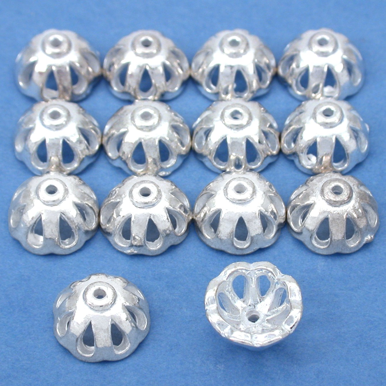 Filigree Bead Caps Silver Plated Beads 11mm 15 Grams 14Pcs Approx.