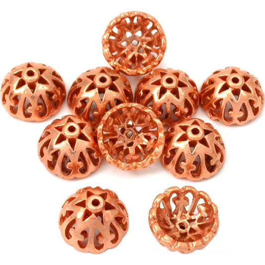 Filigree Bead Caps Copper Plated Beads 12.5mm 15 Grams 10Pcs Approx.
