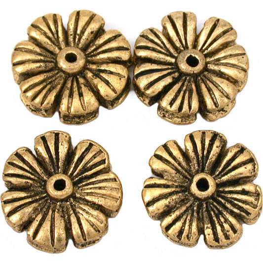 Flower Antique Gold Plated Beads 16mm 16 Grams 4Pcs Approx.