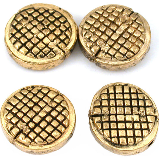 Disc Antique Gold Plated Beads 16mm 16 Grams 4Pcs Approx.