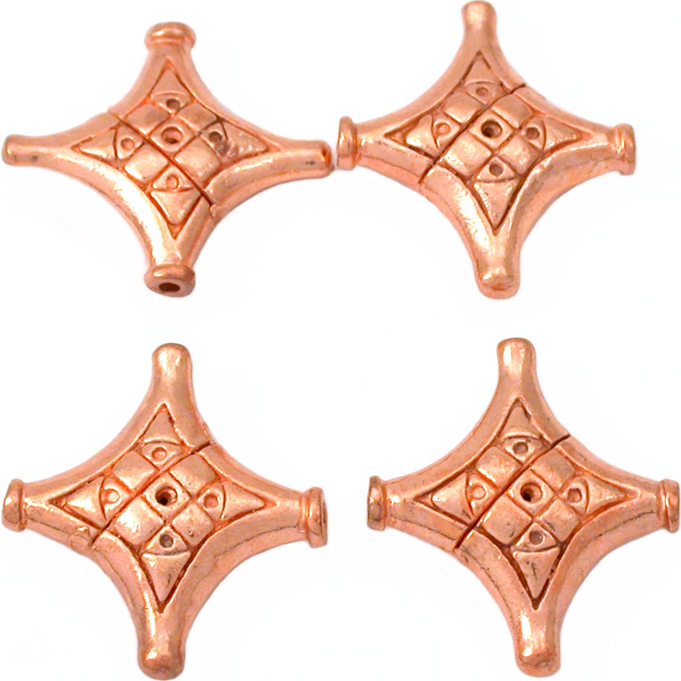 Diamond Copper Plated Beads 22.5mm 15 Grams 3Pcs Approx.