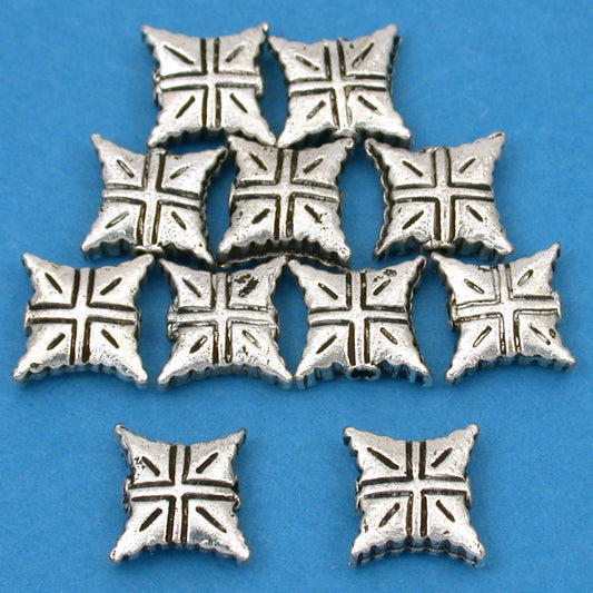 Square Antique Silver Plated Beads 10mm 15 Grams 10Pcs Approx.