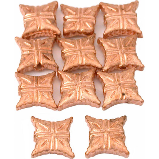 Square Copper Plated Beads 10mm 15 Grams 10Pcs Approx.