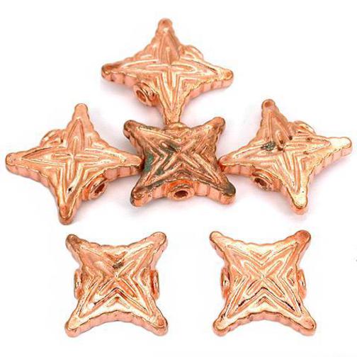 Square Copper Plated Beads 14mm 16 Grams 6Pcs Approx.