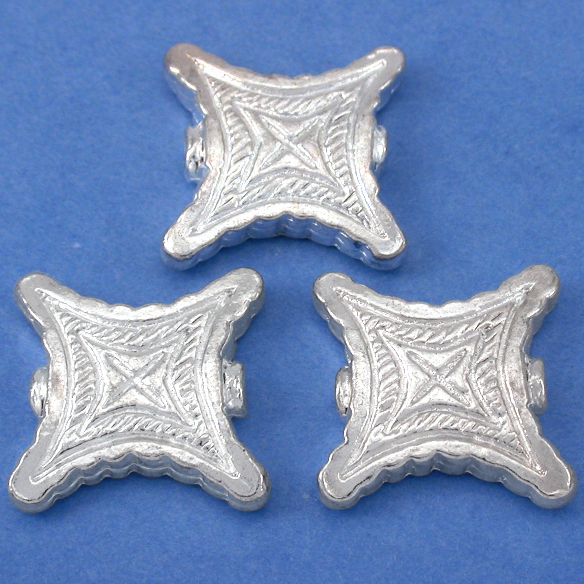 Square Silver Plated Beads 17.5mm 15 Grams 3Pcs Approx.