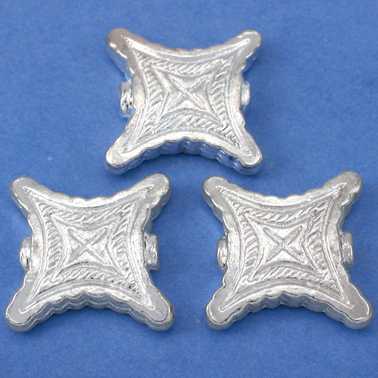 Square Silver Plated Beads 17.5mm 15 Grams 3Pcs Approx.
