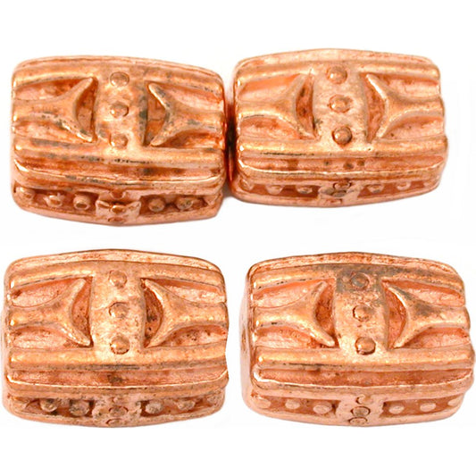 Bali Rectangle Copper Plated Beads 14mm 15 Grams 3Pcs Approx.