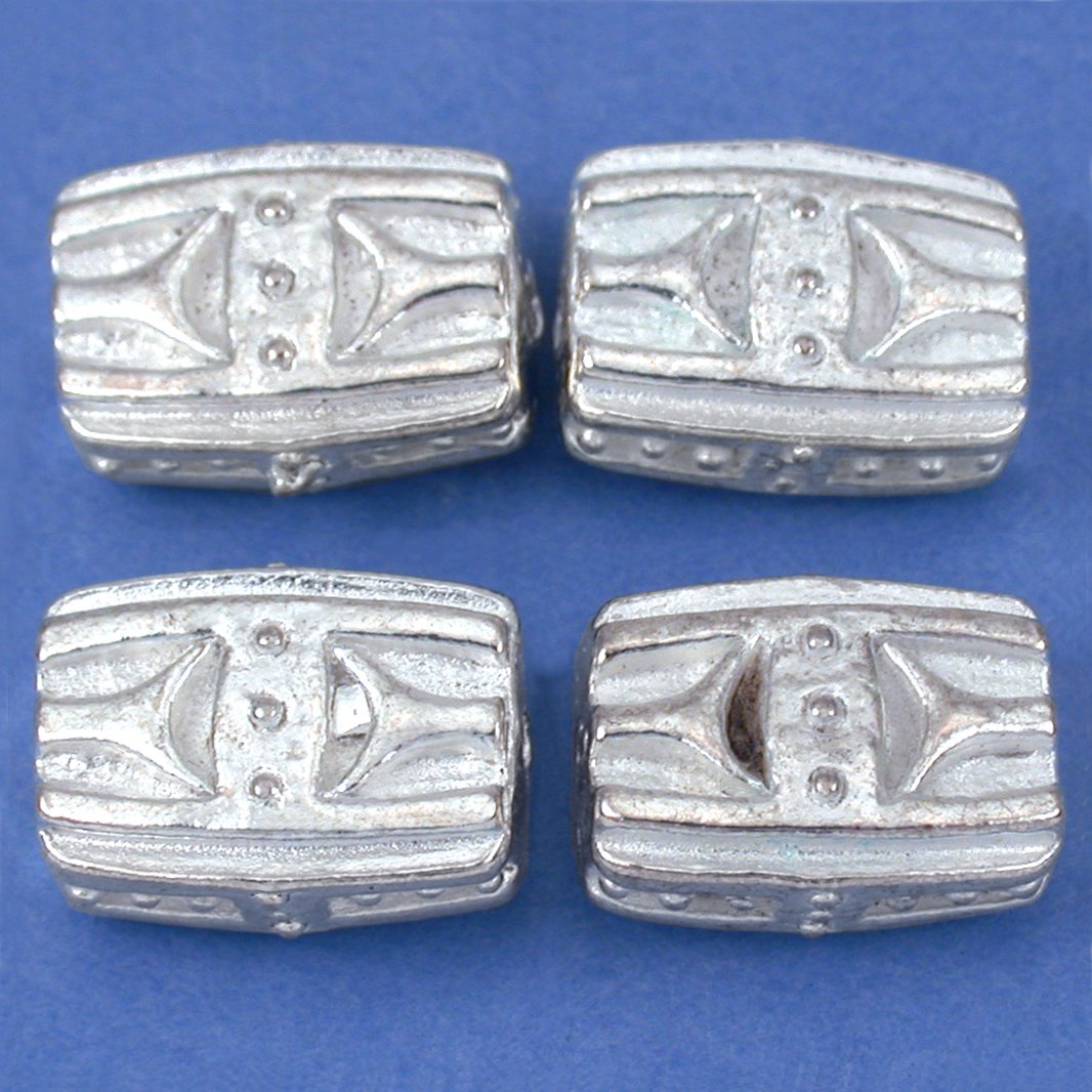 Bali Rectangle Silver Plated Beads 14mm 19 Grams 4Pcs Approx.