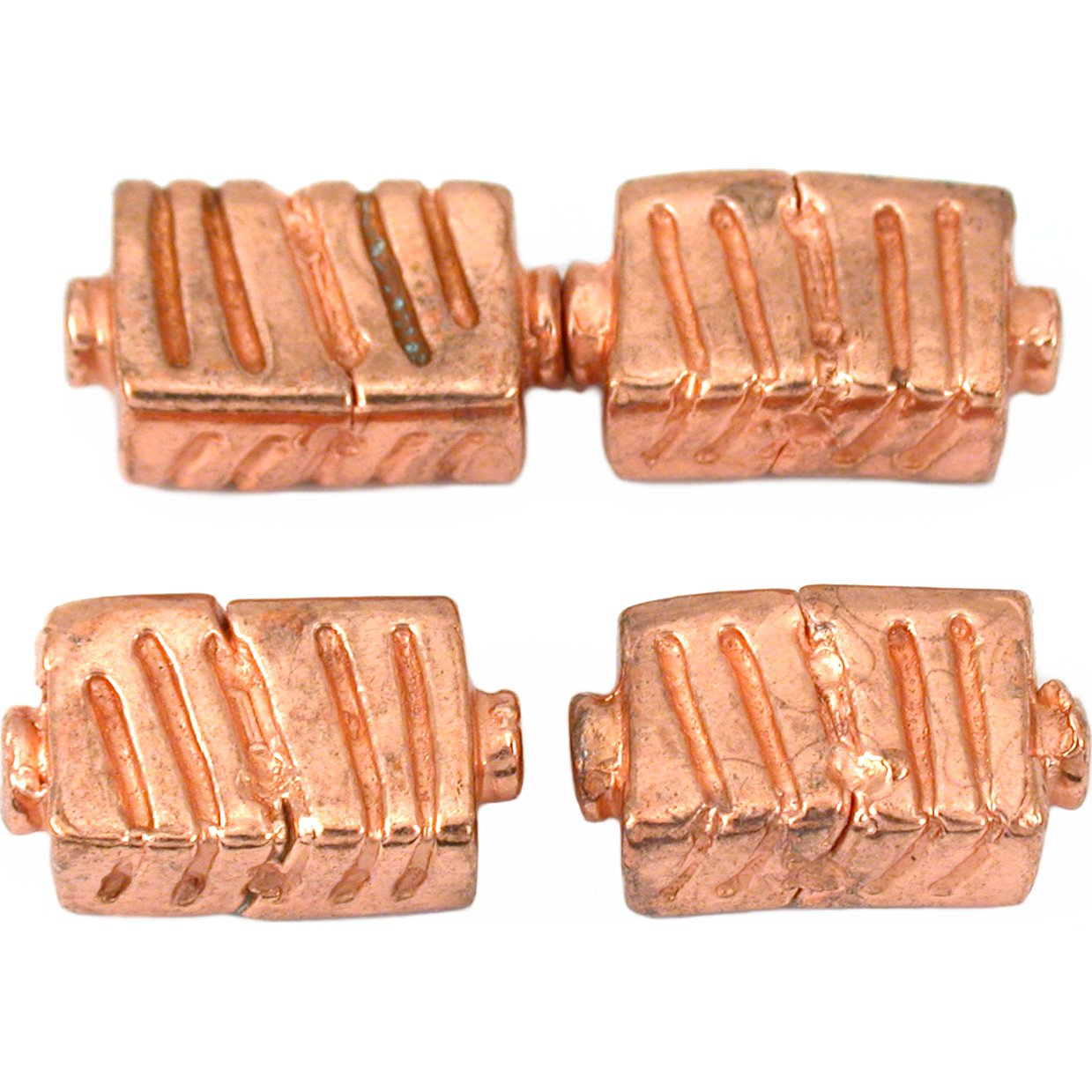 Fluted Rectangle Copper Plated Beads 17mm 17 Grams 4Pcs Approx.