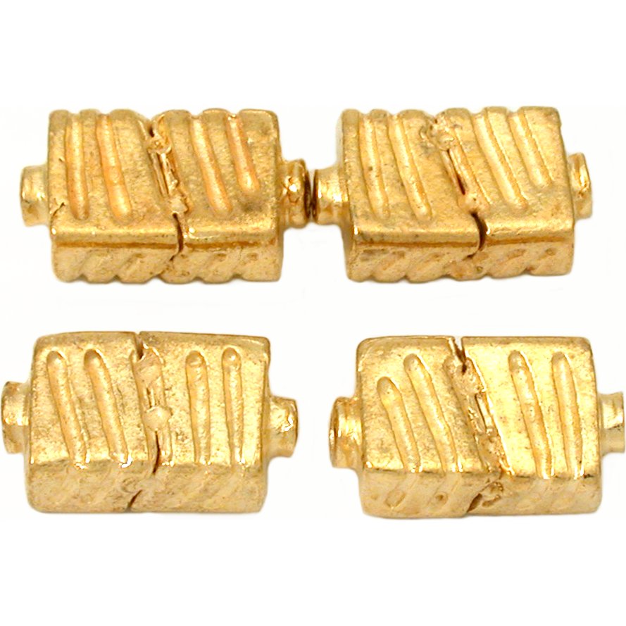 Fluted Rectangle Gold Plated Beads 17mm 16 Grams 4Pcs Approx.