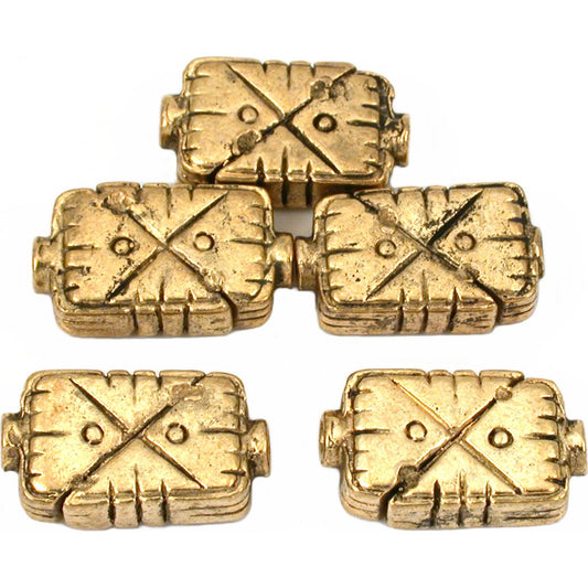Fluted Rectangle Antique Gold Plated Beads 19mm 17 Grams 4Pcs Approx.