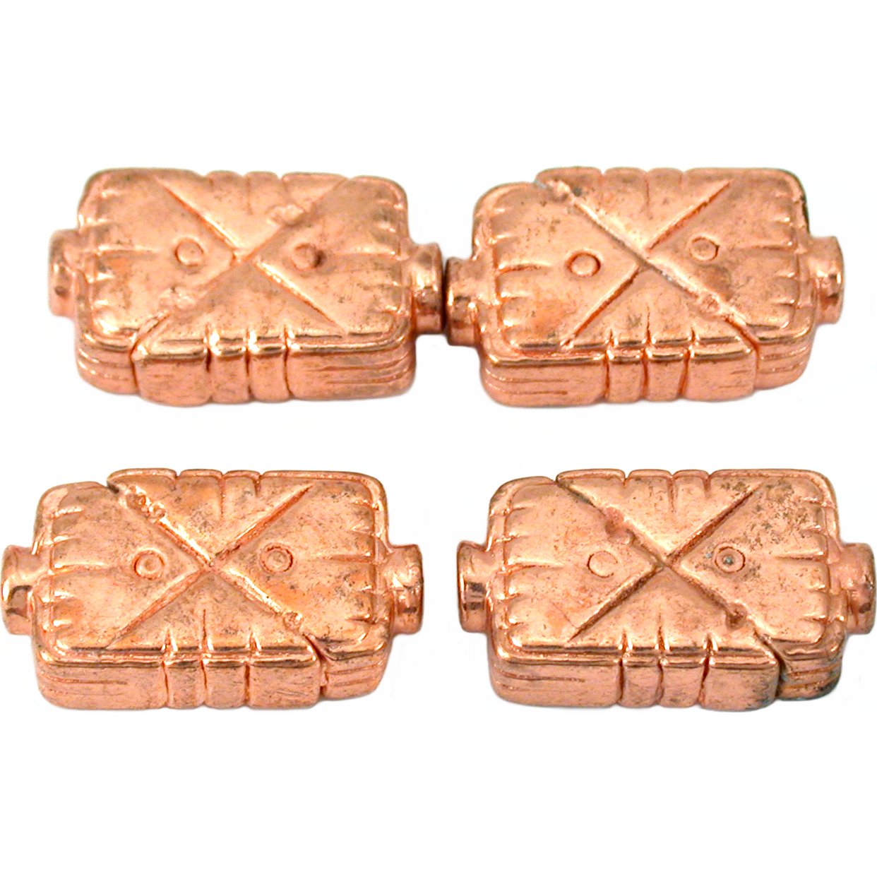 Fluted Rectangle Copper Plated Beads 19mm 17 Grams 4Pcs Approx.