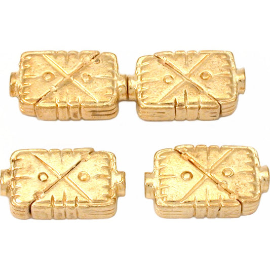 Fluted Rectangle Gold Plated Beads 19mm 17 Grams 4Pcs Approx.