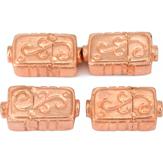 Fluted Rectangle Copper Plated Beads 18mm 15 Grams 4Pcs Approx.