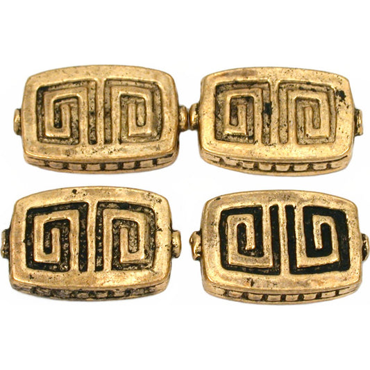 Fluted Rectangle Antique Gold Plated Beads 19mm 15 Grams 3Pcs Approx.