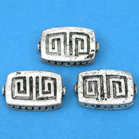 Fluted Rectangle Antique Silver Plated Beads 19mm 15 Grams 3Pcs Approx.