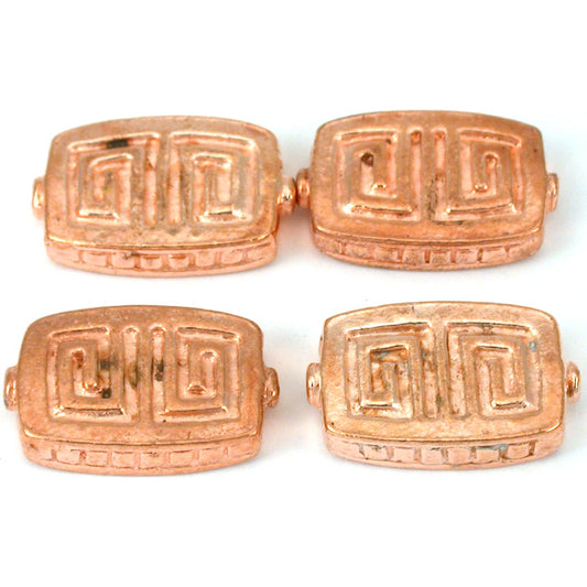 Fluted Rectangle Copper Plated Beads 19mm 15 Grams 3Pcs Approx.