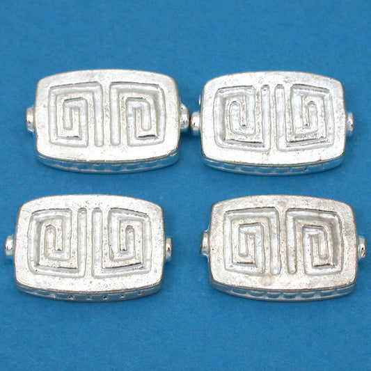 Fluted Rectangle Silver Plated Beads 19mm 15 Grams 3Pcs Approx.