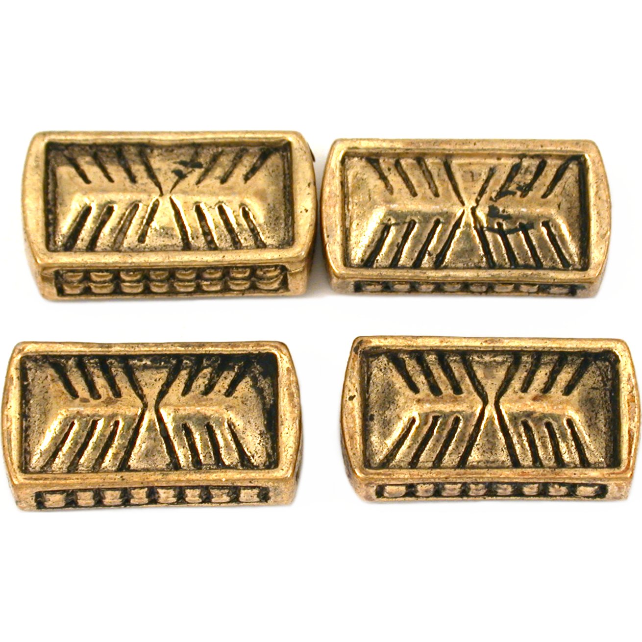 Rectangle Antique Gold Plated Beads 18.5mm 18 Grams 4Pcs Approx.