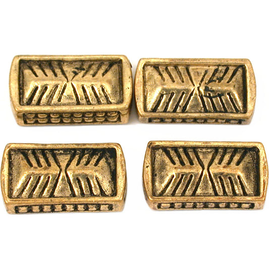 Rectangle Antique Gold Plated Beads 18.5mm 18 Grams 4Pcs Approx.