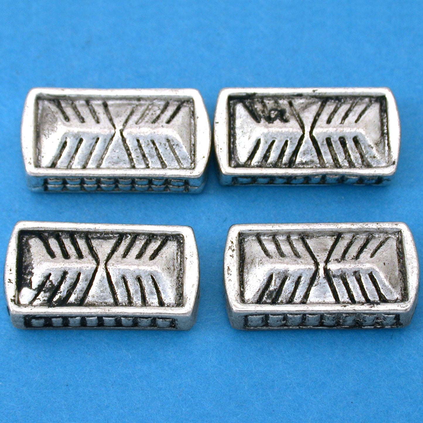 Rectangle Antique Silver Plated Beads 18.5mm 18 Grams 4Pcs Approx.