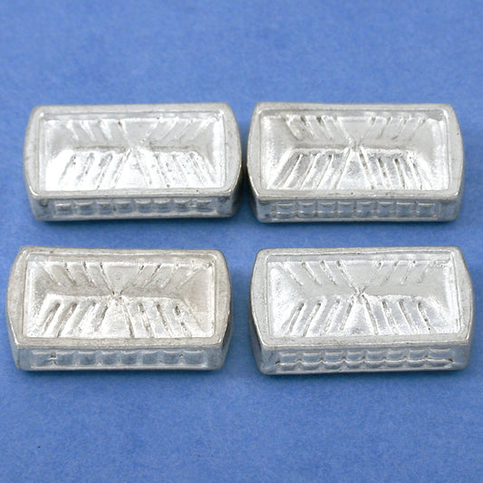 Rectangle Silver Plated Beads 18.5mm 18 Grams 4Pcs Approx.