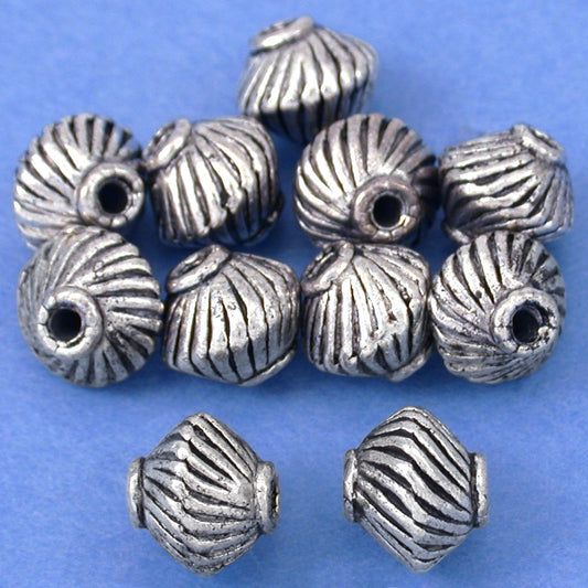 Bali Fluted Saucer Antique Silver Plated Beads 7.5mm 15 Grams 10Pcs Approx.