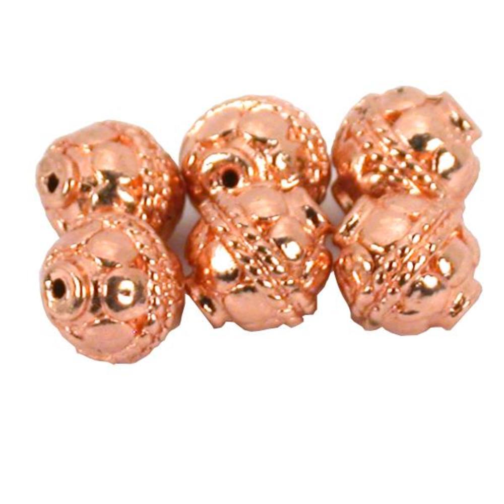 Bali Oval Barrel Copper Plated Beads 10.5mm 16 Grams 6Pcs Approx.