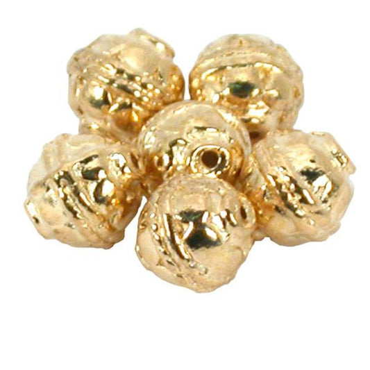 Bali Oval Barrel Gold Plated Beads 10.5mm 16 Grams 6Pcs Approx.