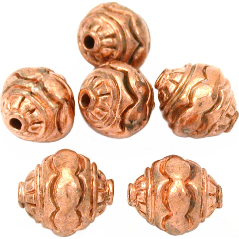 Bali Bicone Copper Plated Beads 10.5mm 16 Grams 6Pcs Approx.