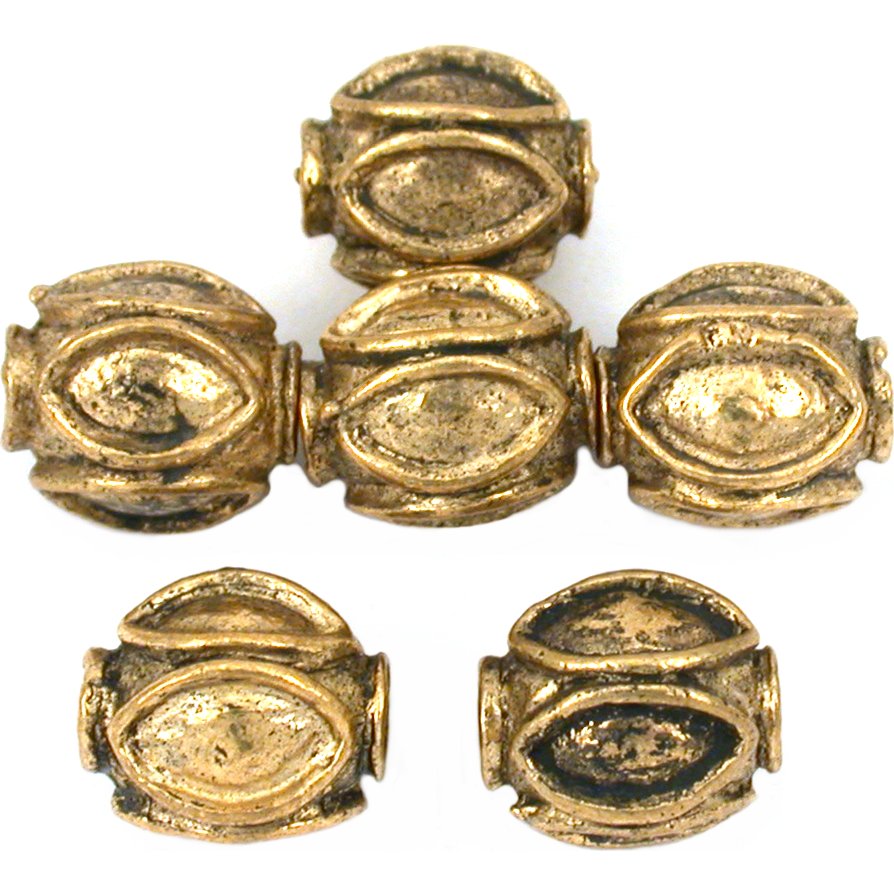 Round Antique Gold Plated Beads 9.5mm 15 Grams 6Pcs Approx.