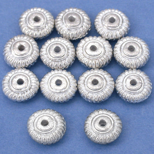 Bali Saucer Silver Plated Beads 9mm 15 Grams 12Pcs Approx.