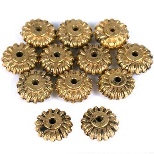 Bali Saucer Antique Gold Plated Beads 9.5mm 15 Grams 12Pcs Approx.