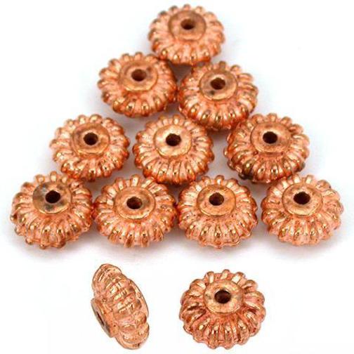 Bali Saucer Copper Plated Beads 9.5mm 15 Grams 10Pcs Approx.