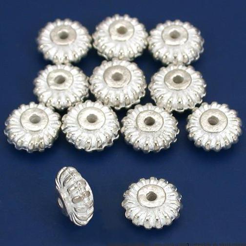 Bali Saucer Silver Plated Beads 9.5mm 15 Grams 12Pcs Approx.