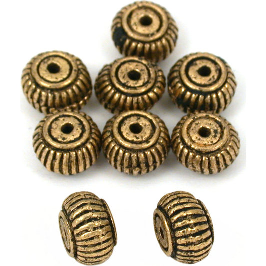 Spacer Beads Antique Gold Plated 9mm 17 Grams 8Pcs Approx.