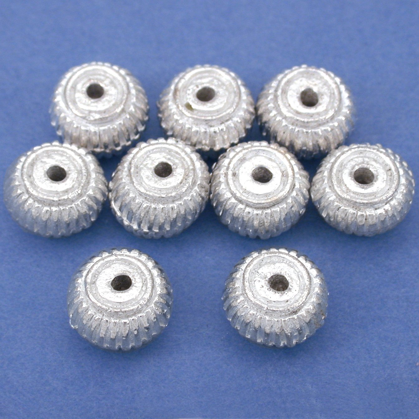 Spacer Beads Silver Plated 9mm 17 Grams 8Pcs Approx.