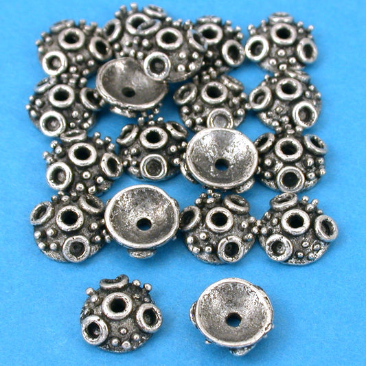 Bali Bead Caps Antique Silver Plated 10mm 15 Grams 18Pcs Approx.