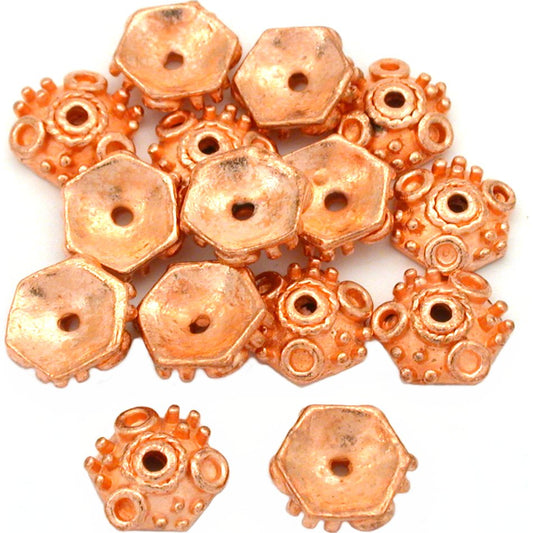 Bali Hex Bead Caps Copper Plated 10.5mm 15 Grams 15Pcs Approx.