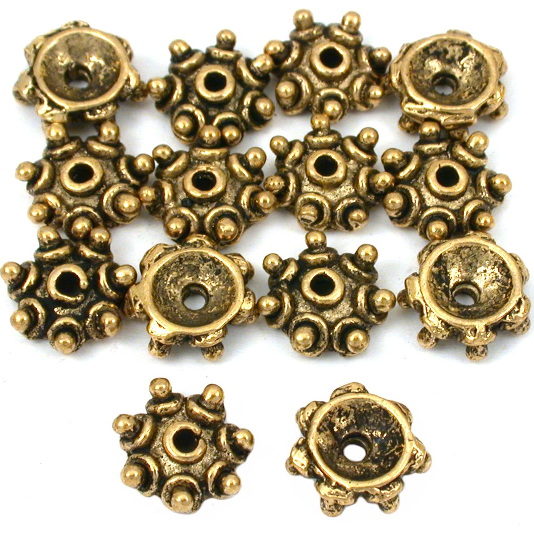 Bali Bead Caps Antique Gold Plated 10.5mm 15 Grams 14Pcs Approx.