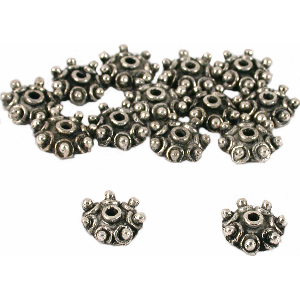 Bali Bead Caps Antique Silver Plated 10.5mm 15 Grams 14Pcs Approx.