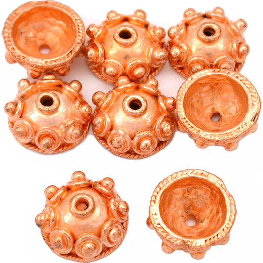 Bali Bead Caps Copper Plated 13mm 15 Grams 8Pcs Approx.