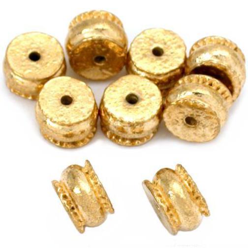 Barrel Gold Plated Beads 5.5mm 15 Grams 8Pcs Approx.