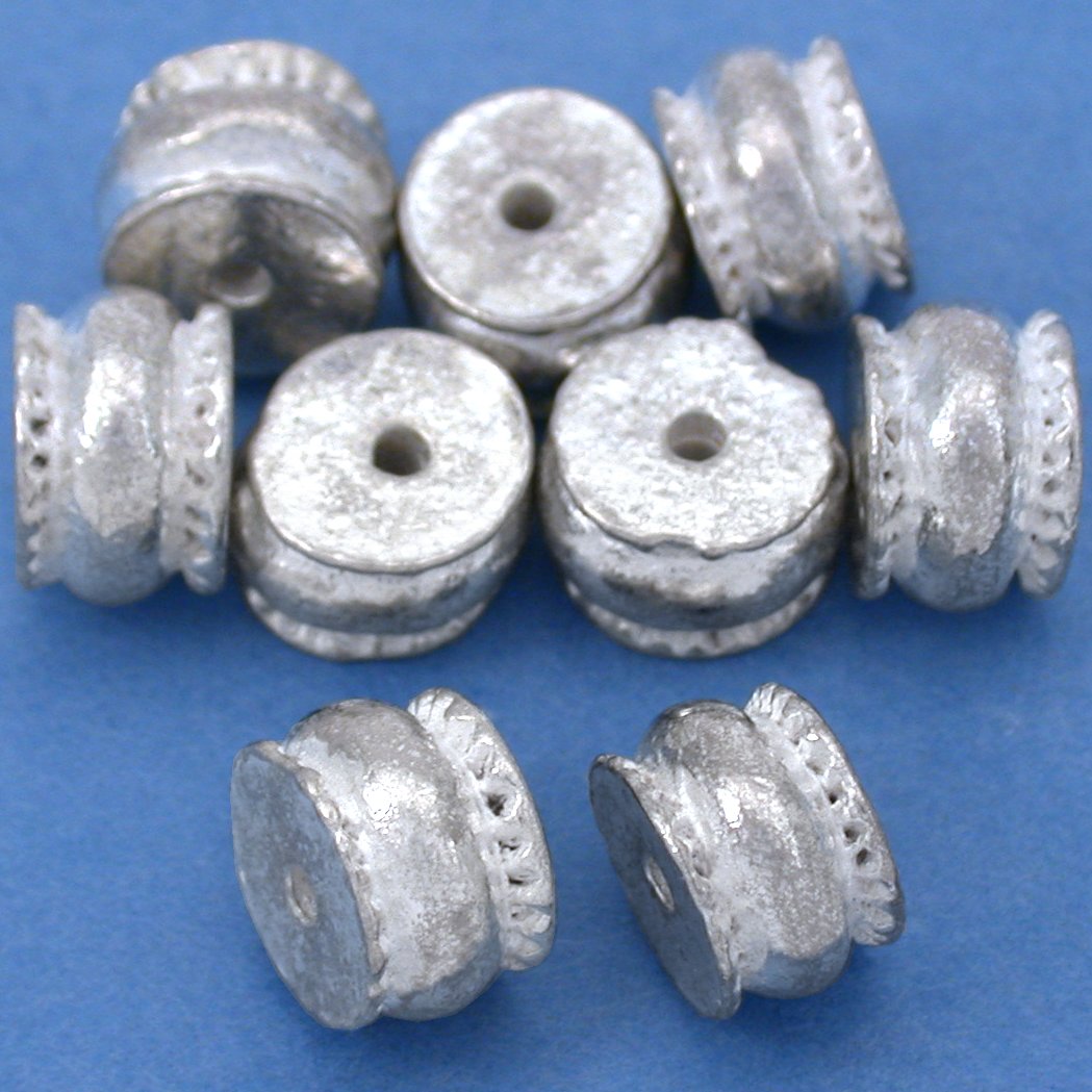 Barrel Silver Plated Beads 5.5mm 15 Grams 8Pcs Approx.