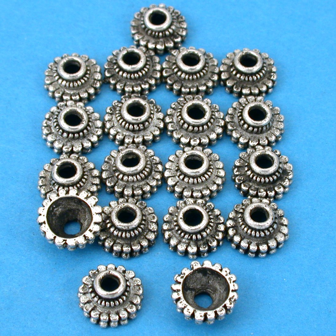 Bali Bead Caps Antique Silver Plated 10mm 15 Grams 18Pcs Approx.